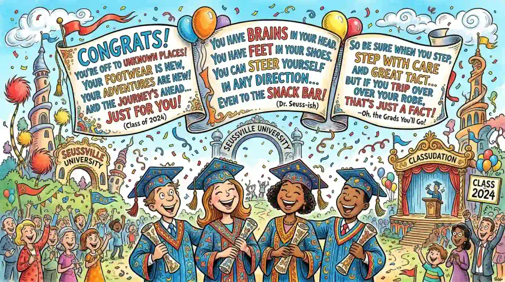 Playful Dr Seuss Senior Quotes for Graduation Captions